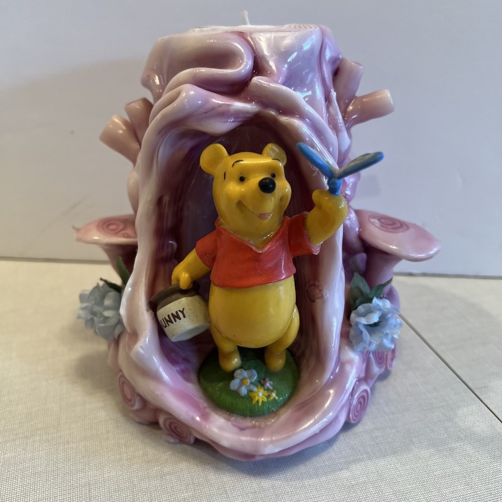 Winnie the Pooh Hand-Carved Candle Vtg Hundred Acre Wood 5.5" Tall Retro 80s New